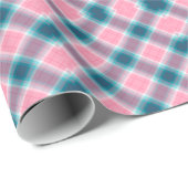 Blue Pink tartan Pset Gingham Pattern Cadeaupapier (Rol Hoek)
