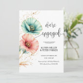 Blue & Pink Waterverf Engagement Party Invitation Save The Date (Staand voorkant)