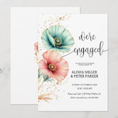 Blue & Pink Waterverf Engagement Party Invitation Save The Date (Voorkant / Achterkant)