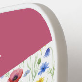 Blue Pink Wildflower Botanical Custom Name Pickleball Paddle (Links Detail)
