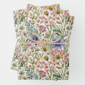 Blue Pink Wildflowers Verjaardag Bruids Baby showe Inpakpapier Vel (In situ)