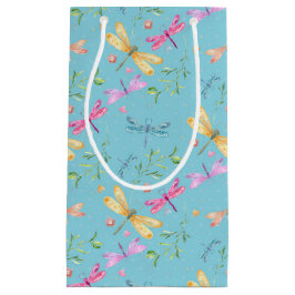 BLUE PINK YELLOW WATERVERF DRAGONFLIES KLEIN CADEAUZAKJE