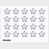 Blue PinkModern Abstract Star Label Sticker (Vel)