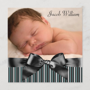Blue Pinstripe Baby Boy Photo Faire-part de naissa
