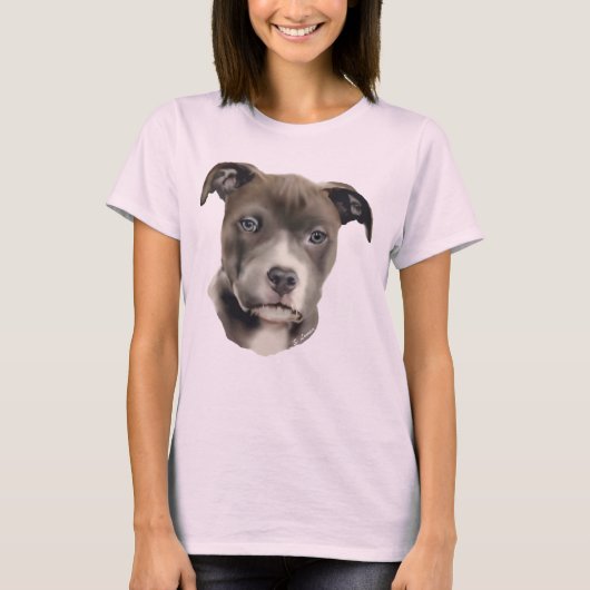 Blue Pitbull Dog T-shirt (Voorkant)