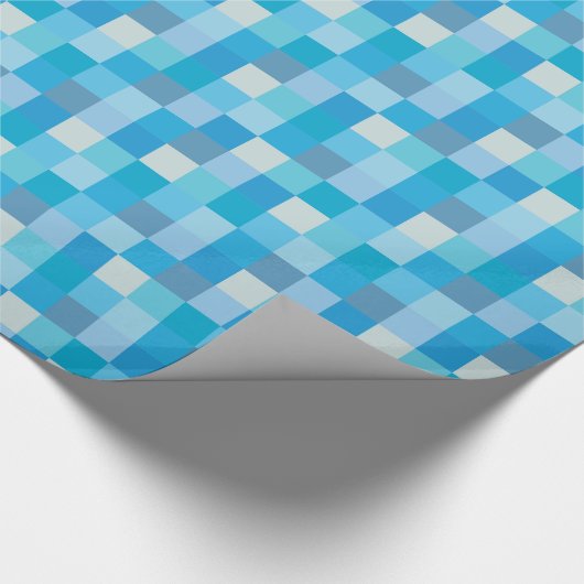 Blue Pixelated Pattern Cadeaupapier (Hoek)