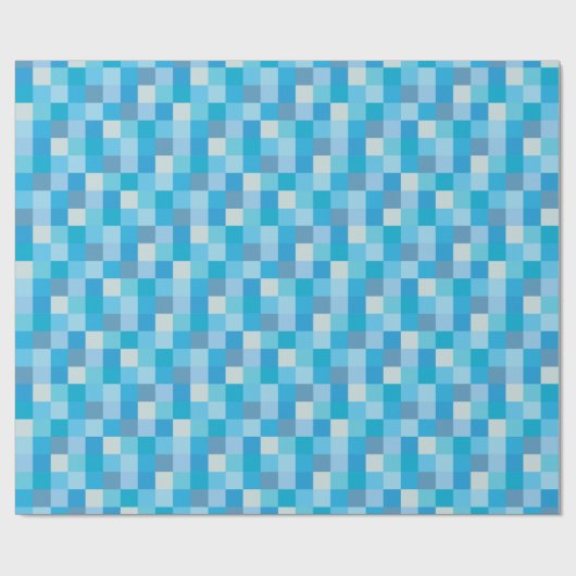 Blue Pixelated Pattern Cadeaupapier (Vlak)