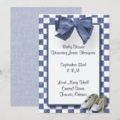 Blue Plaid Baby shower Invitation Kaart (Voorkant / Achterkant)