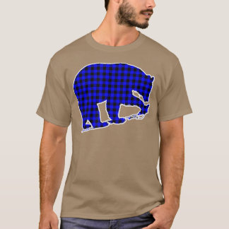 Blue Plaid Bear 453  T-shirt