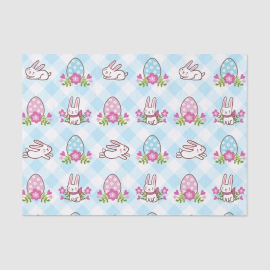 Blue Plaid Bunny Hop Tissuepapier (Voorkant)