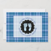 Blue Plaid C'est un garçon Baby shower Invitation (Devant)