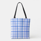  Blue Plaid Custom Monogram Draagtas (Achterkant)