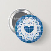 Blue Plaid Nana wordt Button (Voorkant /achterkant)