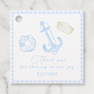 Blue Plaid Nautical Baby Boy Baby shower Bedankjes Labels