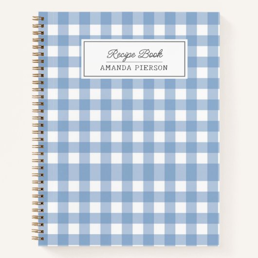 Blue Plaid Recepten Boek Gepersonaliseerd (Voorkant)