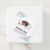 Blue Plaid Retro Country Baby Q Baby shower Bedankjes Labels (In situ)