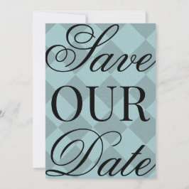 Blue Plaid Save The Date Kaart