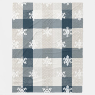 Blue Plaid Snowflake Kerstvakantie Fleece Deken