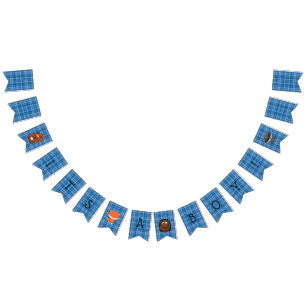 Blue Plaid Woodland Creature Baby shower Bunting Vlaggetjes
