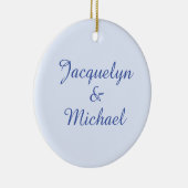Blue Plain Elegant Modern Kalligrafie Naam Keramisch Ornament (Rechts)
