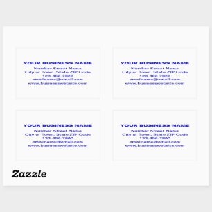 Blue Plain Text Business Brand op White Rechthoekige Sticker