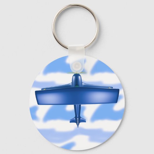 Blue Plane Aviation Sky Blue Cloud Sleutelhanger (Voorkant)