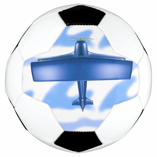 Blue Plane Aviation Sky Blue Clouds Soccer Ball (Devant)