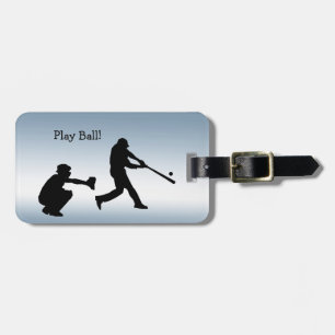 Blue Play Ball Baseball Sports Bagagelabel