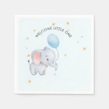 Blue Playful Elephants Baby Shower