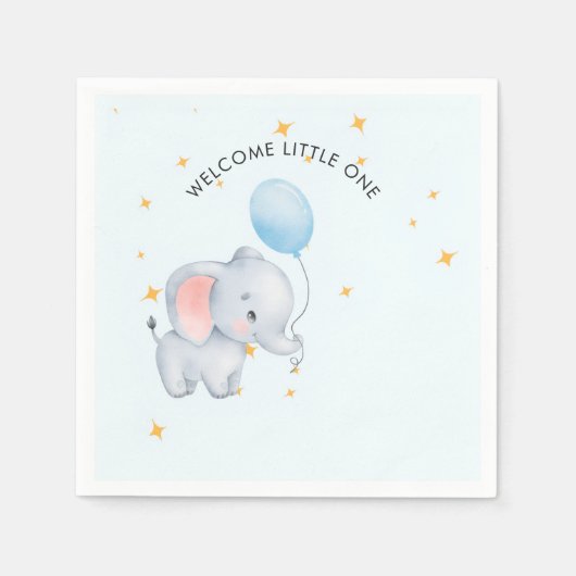 Blue Playful Elephants Baby Shower Servet (Voorkant)