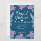 Blue Poinsettia Berry Waterverf Vrijgezellenfeest Kaart (Voorkant)