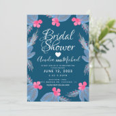 Blue Poinsettia Berry Waterverf Vrijgezellenfeest Kaart (Staand voorkant)