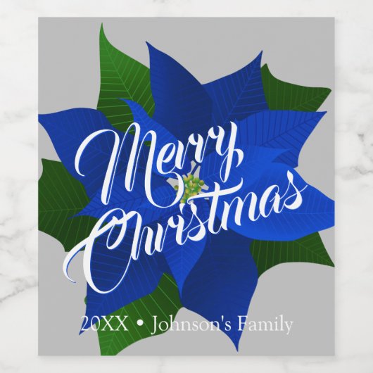 Blue Poinsettia Wijn Etiket (Enkel label)