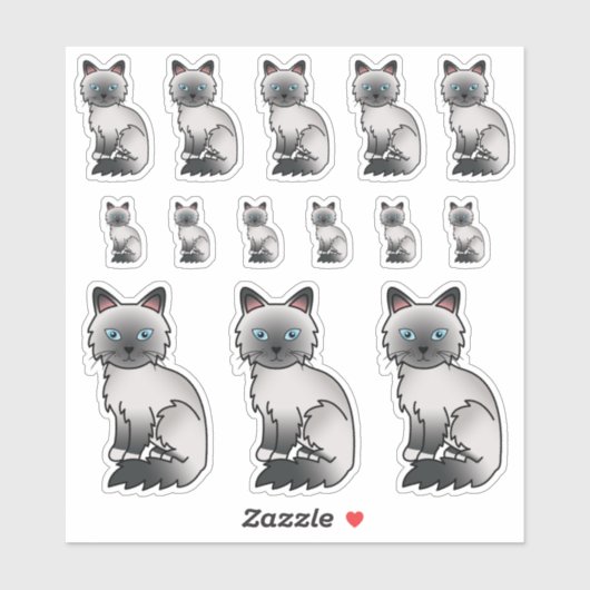 Blue Point Birman/Ragdoll Cute Cartoon Cats Sticker (Vel)