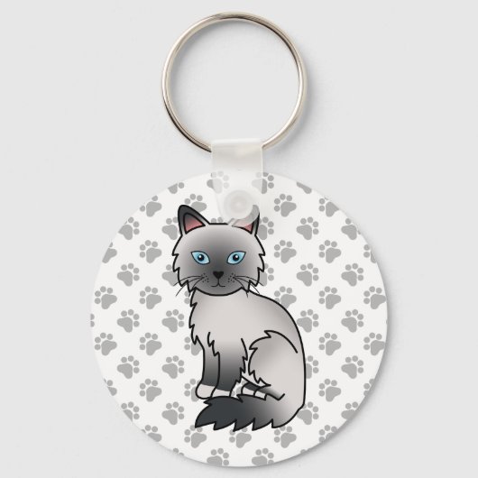 Blue Point Birman / Ragdoll Mooie Katten Illustrat Sleutelhanger (Voorkant)