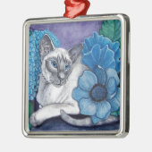 Blue Point Siamese Cat Metalen Ornament (Links)