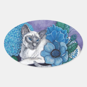 Blue Point Siamese Cat Ovale Sticker