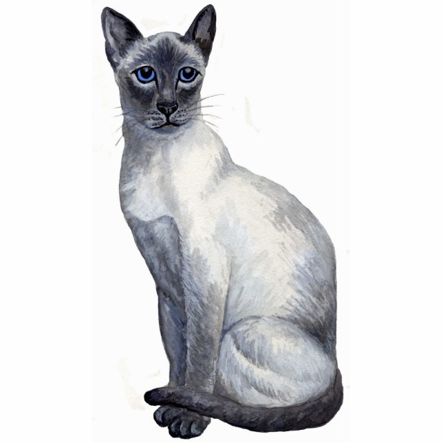 Blue point siamese cat sculpture staand fotobeeldje  (Voorkant)