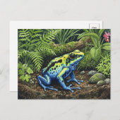 Blue Poison Dart Frog Briefkaart voor Postcrossing (Voorkant / Achterkant)