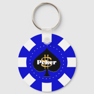 Blue Poker Chip Sleutelhanger