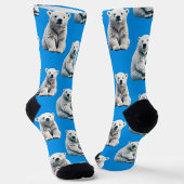 Blue Polar Bear Pattern Design  Sokken
