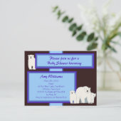 Blue Polar Bears Carte postale Douche Invitation (Debout devant)