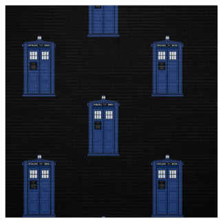 Blue Police Box Fabric British Science Fiction Stof