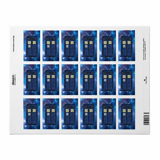 Blue Police Public Call Box - UK Time Travel 1 Etiket (Full Sheet)