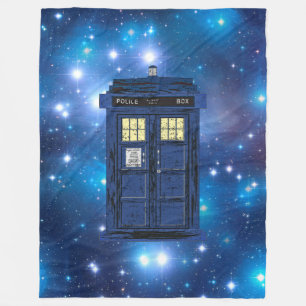 Blue Police Public Call Box - UK Time Travel 1 Fleece Deken