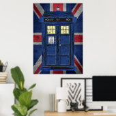 Blue Police Public Call Box - UK Time Travel 1 Poster (Thuiskantoor)