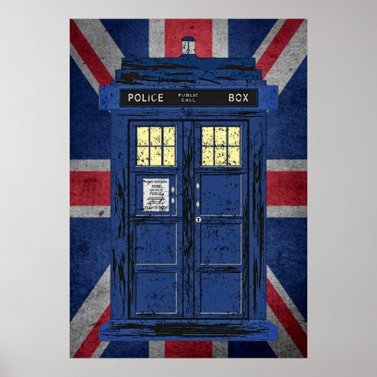 Blue Police Public Call Box - UK Time Travel 1 Poster (Voorkant)