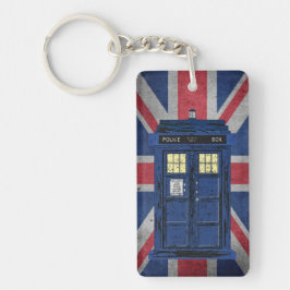 Blue Police Public Call Box - UK Time Travel 1 Sleutelhanger