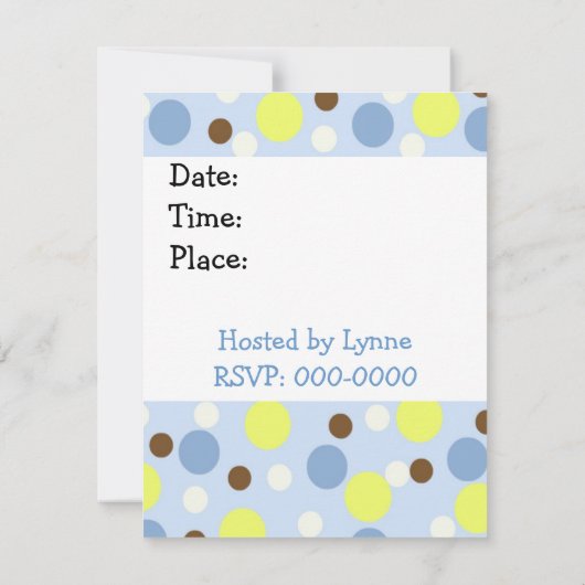 Blue Polka Dot 50e Invitation d'anniversaire (Dos)