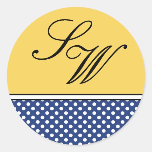 Blue Polka Dot and Yellow Wedding Sticker (Voorkant)